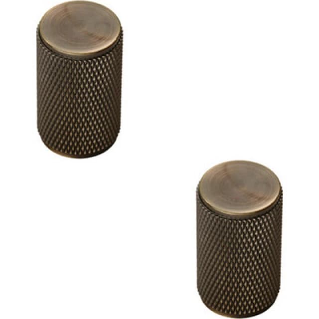 Loops 2x Knurled Cylindrical Cupboard Door Knob 18mm Dia Antique Brass Cabinet Handle Metallics unisex