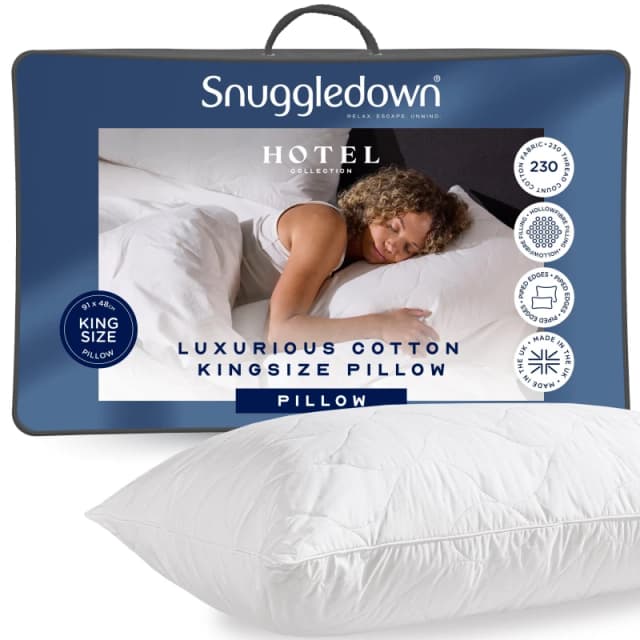 Snuggledown Snuggledown Hotel Luxury Cotton Quilted Kingsize Firm Pillow in White White King Unisex 5037045030308