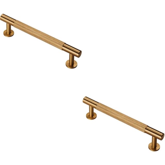 Loops 2x Knurled Bar Door Pull Handle 158 x 13mm 128mm Fixing Centres Satin Brass Metallics unisex