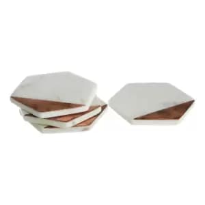 Set of 4 Hexagonal Marble & Copper Coasters
