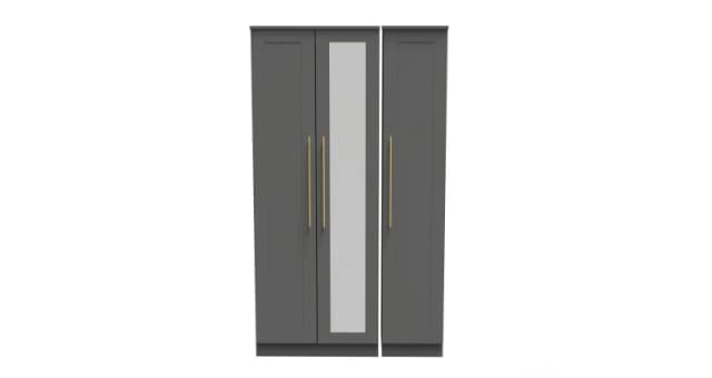 Helmsley Tall Triple Mirror Wardrobe In Dusk Grey (Ready Assembled)