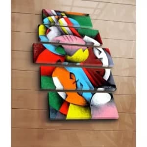 5PATK-106 Multicolor Decorative Canvas Painting (5 Pieces)