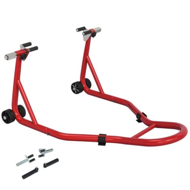 HOMCOM HOMCOM Front Motorcycle Paddock Stand with U&L Shaped Adapters, Red Red One Size Unisex 5063603019164
