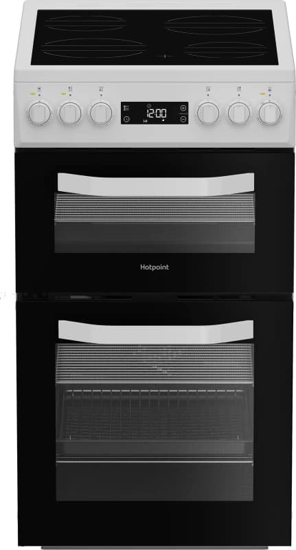 Hotpoint HDE5VDCW 50cm Wide Double Oven Electric Cooker with Ceramic Hob - White - A/A Rated
