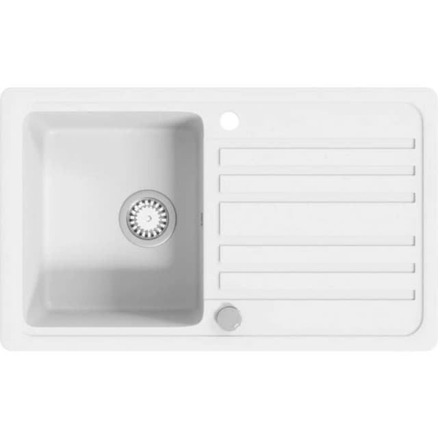 VIDAXL Granite Kitchen Sink Single Basin with Drainer Reversible Cream White Vidaxl 8718475941392