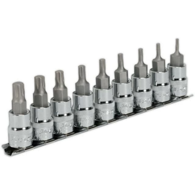 Loops 9 PACK TRX-P Vehicle Bit Set - 3/8" Square Drive Socket x 50mm Long - S2 STEEL Metallics