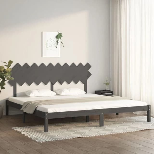 Vidaxl Bed Frame Grey 200X200 Cm Solid Wood, Grey 3104890