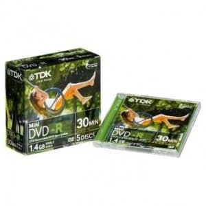 TDK DVD R 1 4GB Re Recordable Mini DVD R 5 PACK 8cm