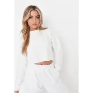 Missguided Brushed Cropped Sweat - White