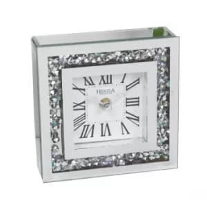 HESTIA Crystal Border Mantel Clock 15cm