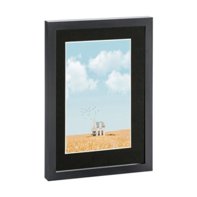 Nicola Spring Photo Frame With A5 Mount - A4 (8" X 12") - Black/black