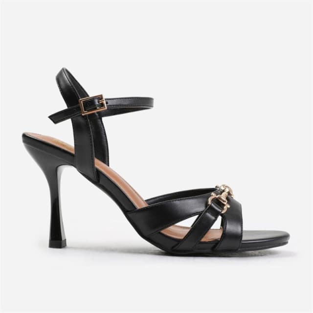 Where's That From 'Delina' Mid Heels With Metal Detailing True Black