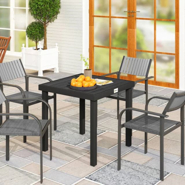 Outsunny 78cm Garden Dining Table For 4, Square Outdoor Side Table, Black 84B-918BK