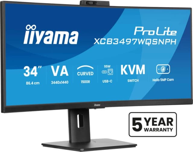 iiyama iiyama ProLite XCB3497WQSNPH-B1 computer monitor 86.4cm (34") 3440 x 1440 pixels UltraWide Quad HD LED Black XCB3497WQSNPH-B1
