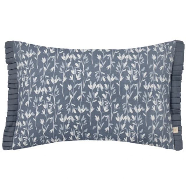 Wylder Nature Belle Botanical Pleat Fringe Polyester Filled Cushion Light Blue