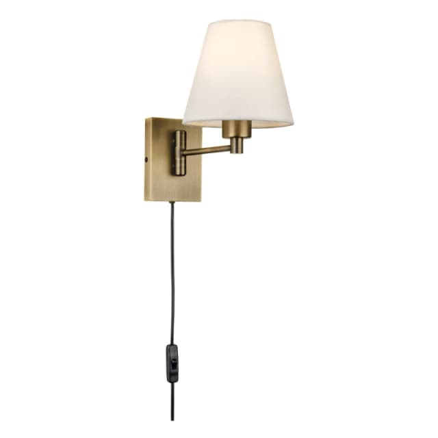 Firstlight Plug-In Wall Light with On/Off Switch in Bronze with Cream Shade