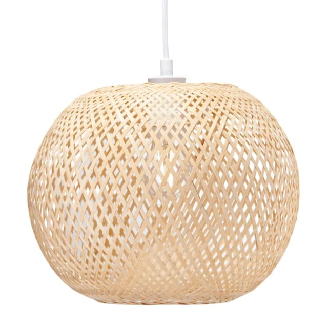 Happy Homewares Modern Spherical Cage Design Bamboo Strapping Pendant Lamp Shade in Brown Brown Unisex
