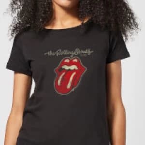 Rolling Stones Plastered Tongue Womens T-Shirt - Black