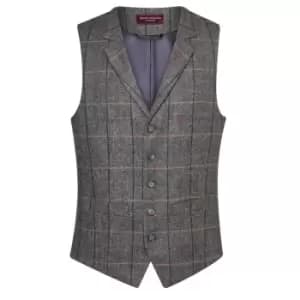 Brook Taverner Mens Memphis Waistcoat (XL) (Grey Brown Check)