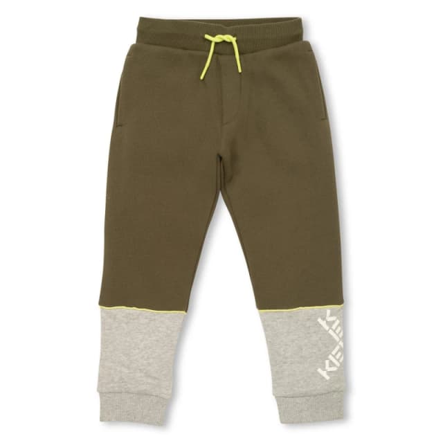 Kenzo Kids Logo Closed Hem Jersey Joggers Khaki male 5Y