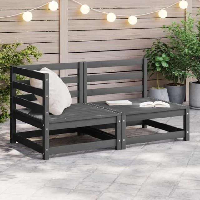 VIDAXL 2 Piece Garden Lounge Set Grey Solid Pinewood Vidaxl 8720286355107