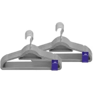 JVL Premium Range Velvet Touch Space Saving Non-Slip Hangers, Medium Grey, Pack of 100