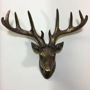 Large Deer Head Cold Cast Bronze Wall Sculpture 31cm