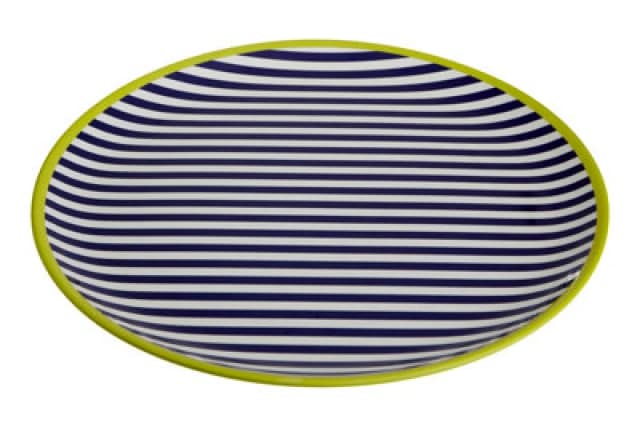 Premier Housewares Floral Design Stripe Tray, Curved Contemporary Dining Tray, Functional Breakfast Tray, Versatile Lunch Tray Multi