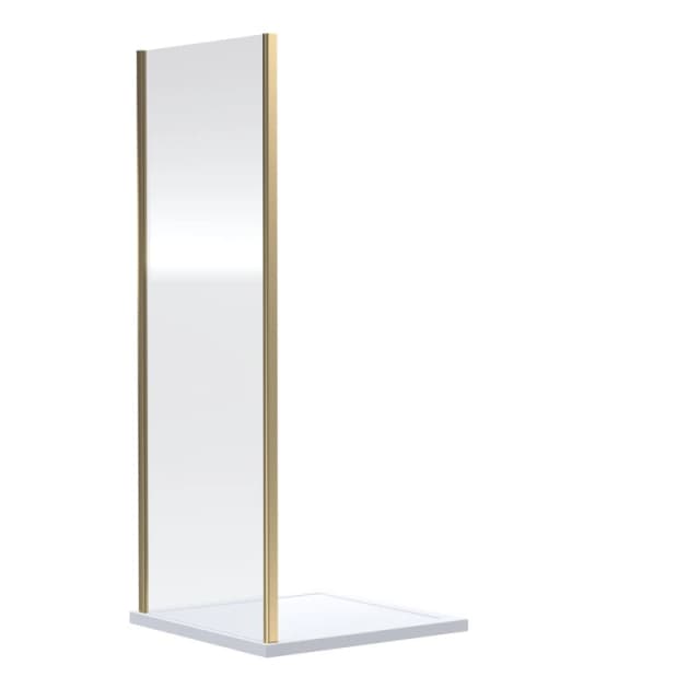 Balterley 6mm Toughened Safety Glass Side Panel - 1900 x 800mm - Brushed Brass Bronze