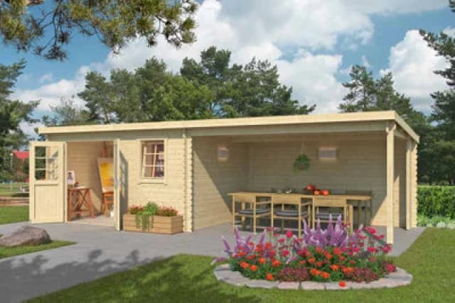 Lasita Maja Lasita Osland Reno Summer House With Veranda - 7.6M X 2.75M - Log Cabin With Shelter