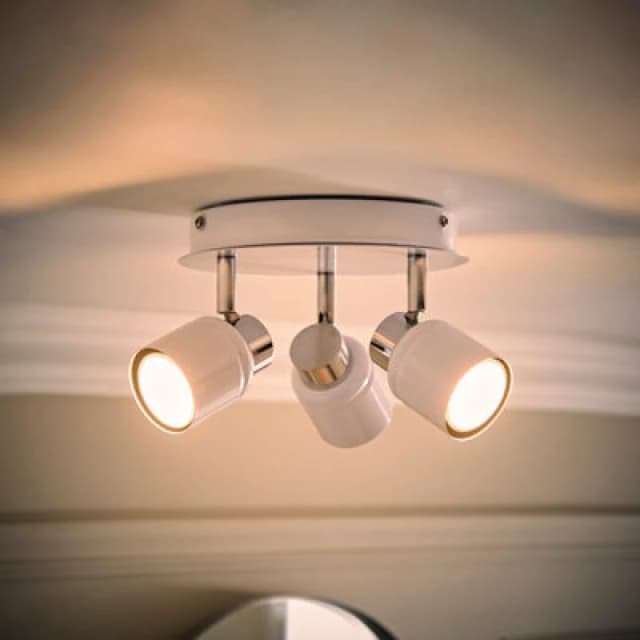 ValueLights Benton Flush Spot IP44 3 Way Adjustable Round Ceiling Light with Warm LED Bulbs White