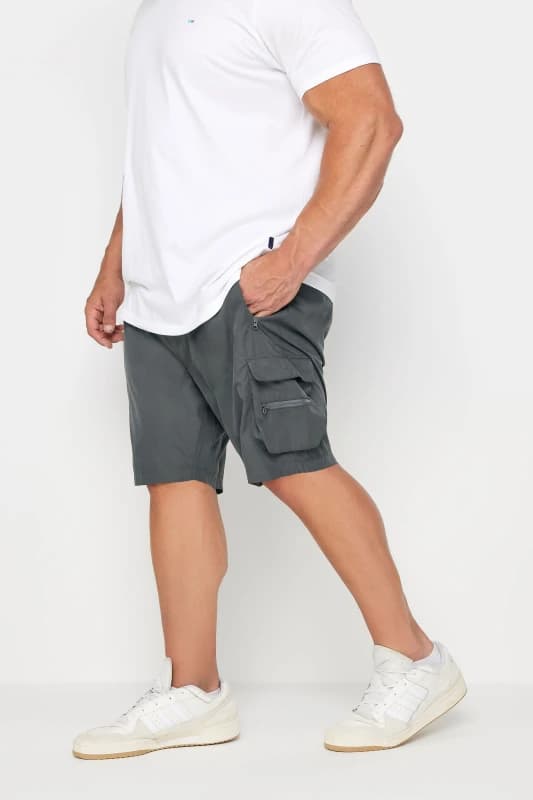 BadRhino BadRhino Men Crinkle Nylon Cargo Shorts in Grey Size: 5-6X-Large Grey 5-6XL Male 5063111340163