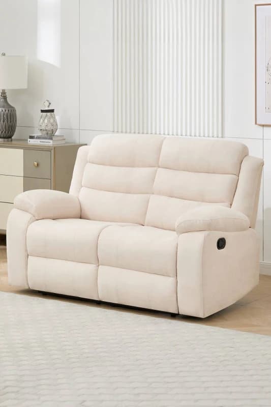 More4Homes Boston 2 Seater Fabric Manual Recliner Sofa (Beige)