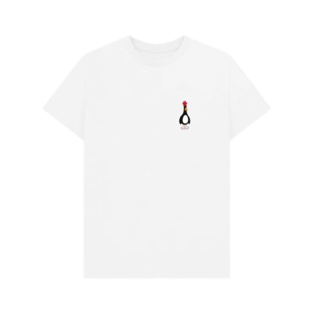 Wallace & Gromit Mens Evil Genius Feathers McGraw T-Shirt in White Size: Small White Male S