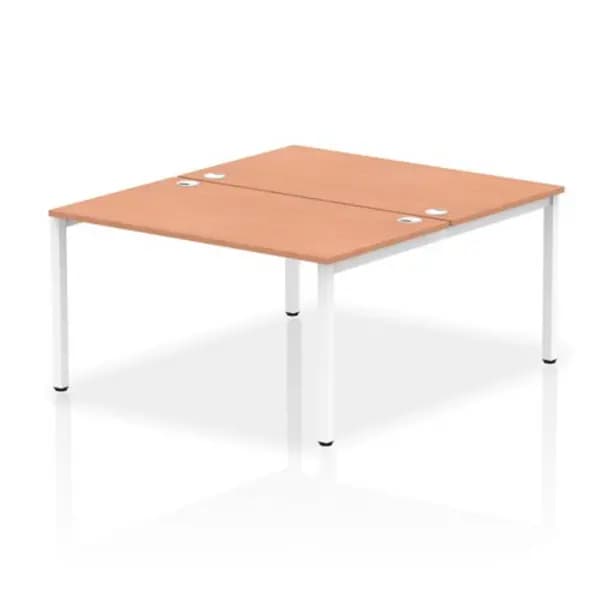 Impulse Bench B2B 2 Person 1400 White Frame Office Bench Desk Beech