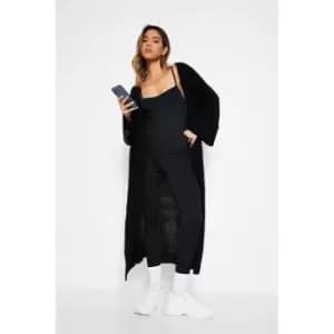 I Saw It First Wide Sleeve Knitted Maxi Cardigan - Black