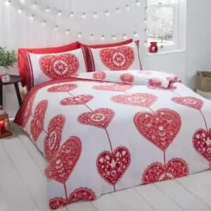 Rapport Home Furnishings Rapport Home Scandi Heart Duvet Set Red King