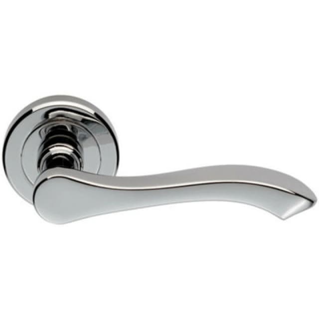 Loops PAIR Scroll Shaped Handle on Chamfered Edged Round Rose Polished Chrome Multi