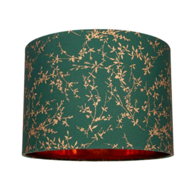 Happy Homewares Modern Forest Green Cotton Fabric 10 Shade With Copper Foil Floral Decoration