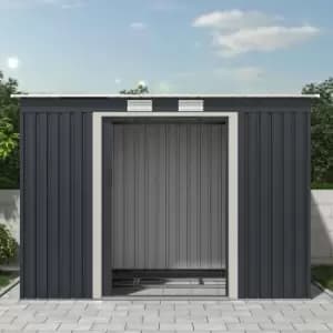 Charles Bentley Metal Galvanised Steel Shed 8.6ft x 6ft, Dark Grey