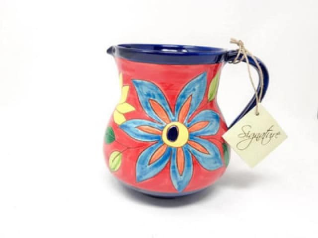 Verano Spanish Ceramics Signature Flowers Hand Painted Ceramic Kitchen Dining Small Pourer Jug 0.5L (H) 12cm Multi unisex