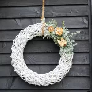 White Rattan Wreath 40cm White