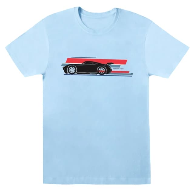 Disney Men Cars Jackson Storm Stripes T-Shirt in Baby Blue Size: Small Baby Blue S Male 5059568306791