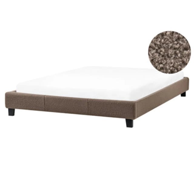 Beliani Bed Without Headboard Boucle Roanne 160 X 200 Cm (Eu King Size) Taupe