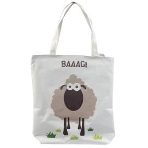 Sheep Design Cotton Zip Up Shopping Bag