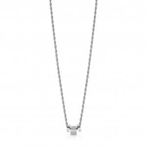 Guess Love Knot Silver Plated Crystal Disc Pendant Necklace