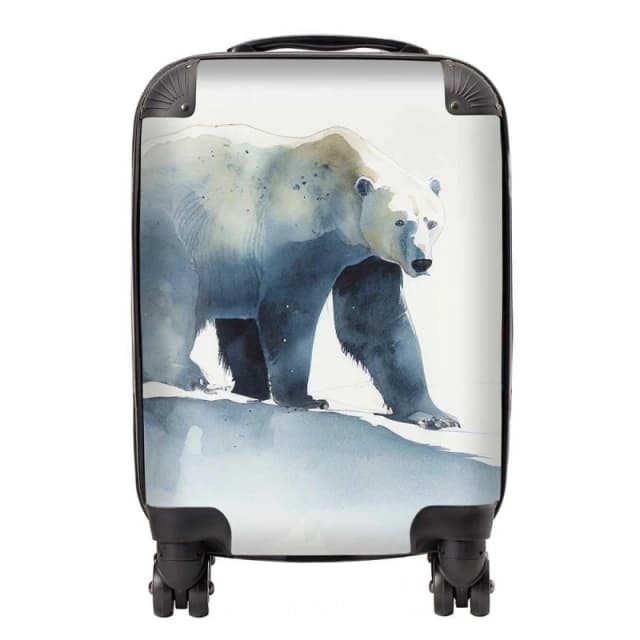 Warren Reed - Designer Polar Bear Watercolour Suitcase in Brown Size: Small Brown Unisex Small