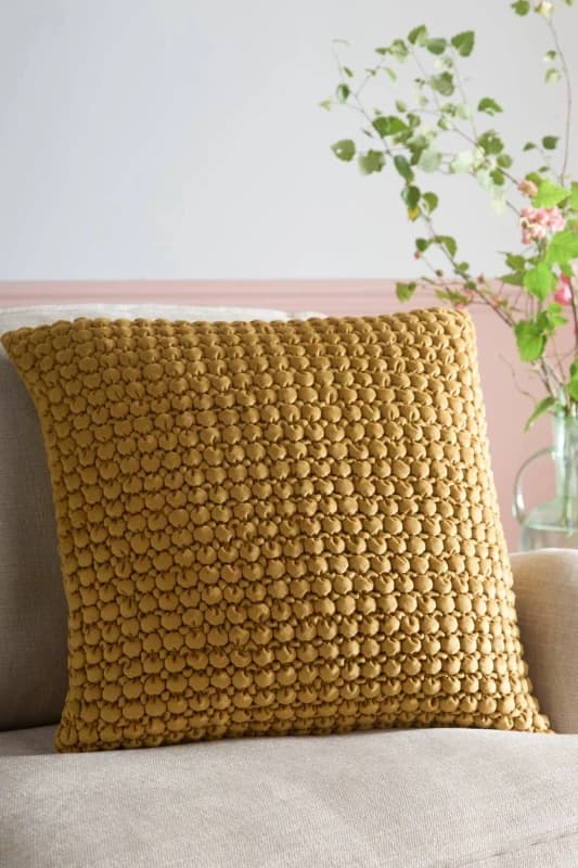 Appletree Bobble Quilted Velvet Touch 55cm x 55cm Filled Cushion Ochre