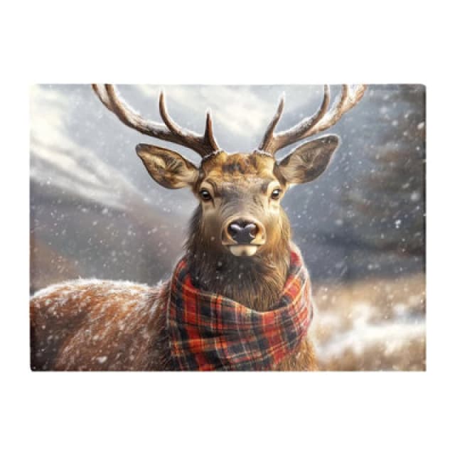 Warren Reed Designer Scottish Red Deer In A Tartan Scarf Chopping Board