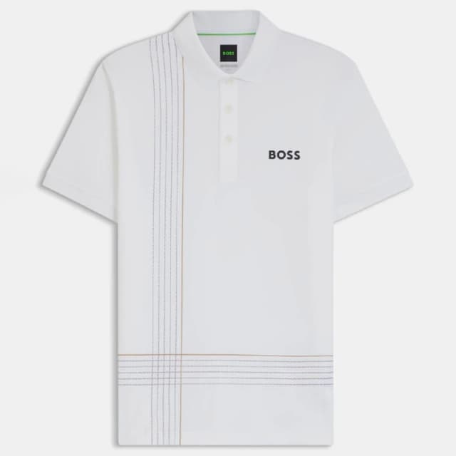 Boss Active Quick Dry Polo Shirt with Check Artwork White male S